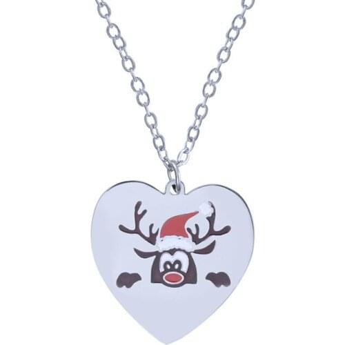 Christmas Cartoon Necklace Children Christmas Gift Love Penguin Stainless Steel Necklace Corrosion Pendant Accessories