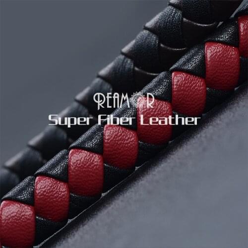 RUIMO Red Brown Black Mixed Braided Super Fiber 12x6mm Leather Rope DIY Leather Bracelet Accessories Fashion Wide Cord Findings