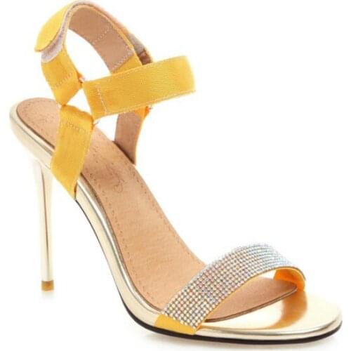 Big Size high heels sandals women shoes woman summer ladies Baitie Water Drill with Slender High-heeled Shoes