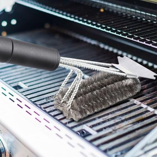 Grill Brush And Scraper 18 Inch Stainless Steel Wire Barbecue Cleaning Brush BBQ Cleaner For Gas/Charcoal Grilling Grate