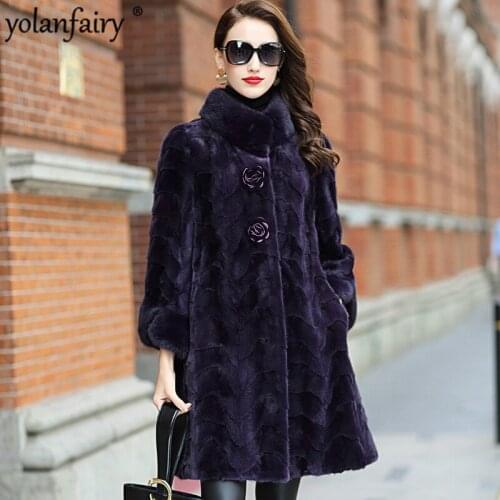 Real Fur Coat Women Clothes Female 100% Mink Fur Jacket Fashion Vintage Autumn Winter Coats and Jackets HQ18-XYDM1811C YY364