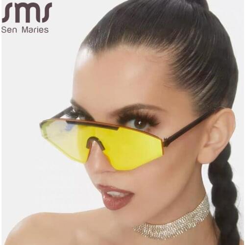 Rimless Cat Eye Sunglasses Women Luxury Brand Mirror Gradient Punk Sunglasses Men Fashion Sunglasses Oversized Eyewear Oculos