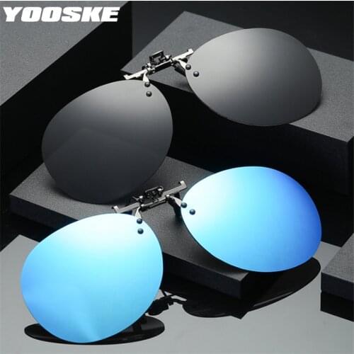 YOOSKE Oversized Pilot Clip on Sunglasses Men Driving Flip Up Polarized Sun Glasses Women Day Night Vision Clips for Myopic