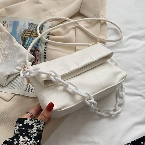 Envelope Folding Chain Stone Pattern PU Leather Crossbody Bags For Women 2021 Small Shoulder Handbags And Purses