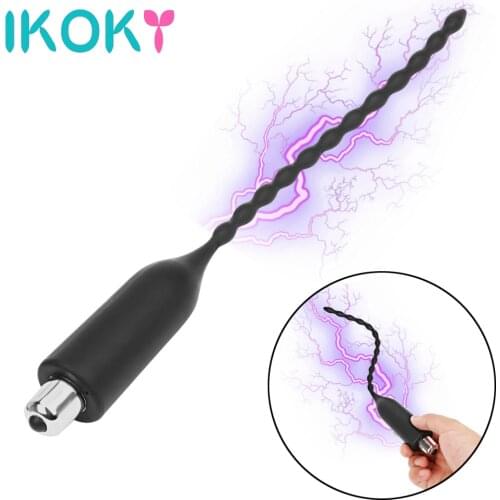 IKOKY Vibration Catheters Penis Plug Sex Toys for Men Sex Sounds Urethral Dilators Horse Eye Stimulation Electric Shock
