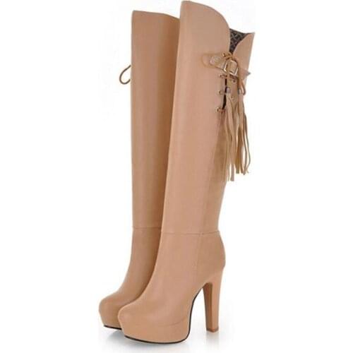 Winter Rome Women Boots Europe America fashion High-heeled High cylinder boots Coarse heel Side zipper Chivalry boots 34-43