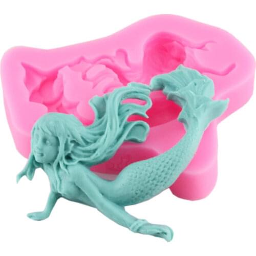 1Pcs 7cm Little Mermaid Silicone Mold Cake Decorating Food Grade Silicone Jello Sugar Chocolate Fondant Molds