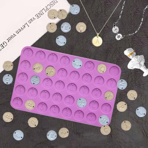 1PC DIY Letter Number Round Discs Mold Alphabet Bead Bracelet Necklace Jewelry Making Initial Letter Round Pendant Resin Mould
