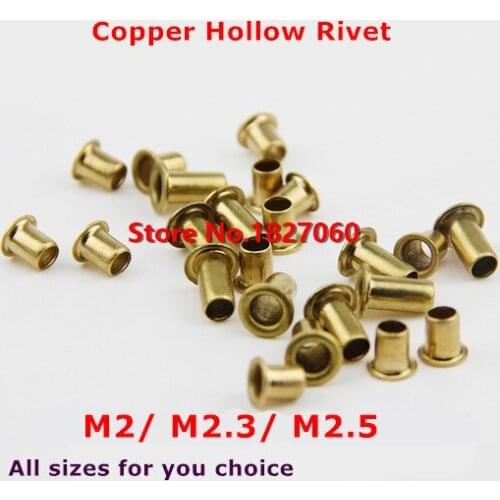 100pcs M2 M2.3 M2.5 Copper Hollow Rivet 2mm-2.5mm Brand Double-sided Circuit Board PCB vias nails / Copper Corns Nut