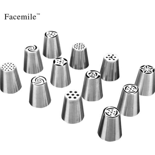 12PCS/Lot Russian Tulip Stainless Steel Icing Piping Nozzles Tips Nozzle Pastry Tools Fondant Gift Decorating Tools Gift Mold