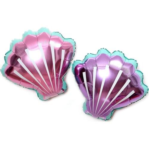 2pcs Pink purple baby shower girl wedding air balloons hawaii shell foil balloons Mermaid birthday party decor Fish sea Toys
