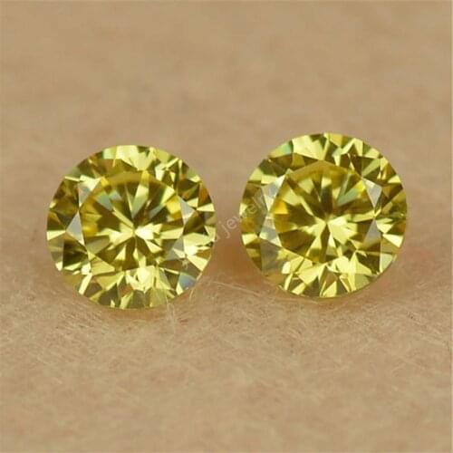 3~20mm 5A Grade Dark Golden Yellow Loose Lab Created Cubic Zircon Gems Round Shape Cut CZ Stone Beads For Jewelry
