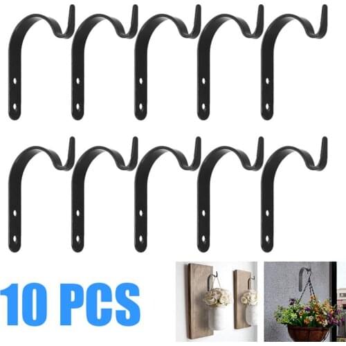 4/10Pcs Iron Garden Wall Light Wall-Mounted Hanging Bracket Flower Plant Hanger Pot Bracket Holder Balcony Garden Decoration