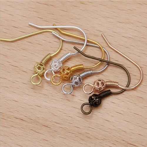 500pcs Spring filigree ball pure copper ear hook earring hooks earring findings jewelry accessories