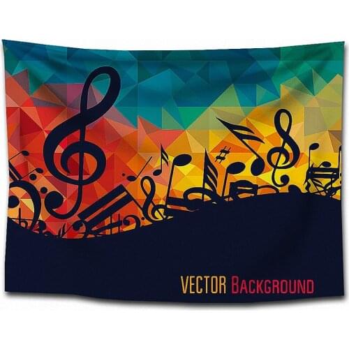 Big Musical Notes Hip Hop Rock Retro Polyester Tapestry Wall Stickers Rock Reggae Flags Banners Hanging Paintings Wall Decor E