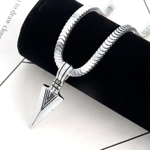 Arrow Pendant Necklace Ethnic Style 5mm Wide Chain 316L Stainless Steel Handmade Special Gift For Men