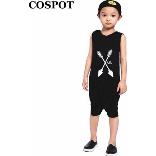COSPOT 2021 New Baby Boys Cotton Playsuits Boy Summer Romper Boys Fashion Sleeveless Black Jumpsuit Newborn Short Jumper 50