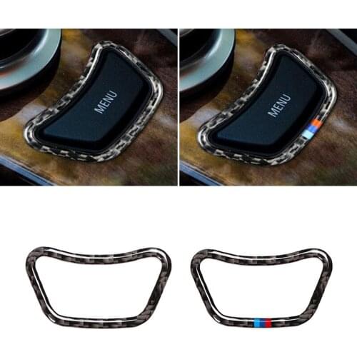 For BMW 5 Series E60 E61 2004 2005 2006 2007 2008 2009 2010 Carbon Fiber Interior Center Control MENU Button Frame Cover Trim