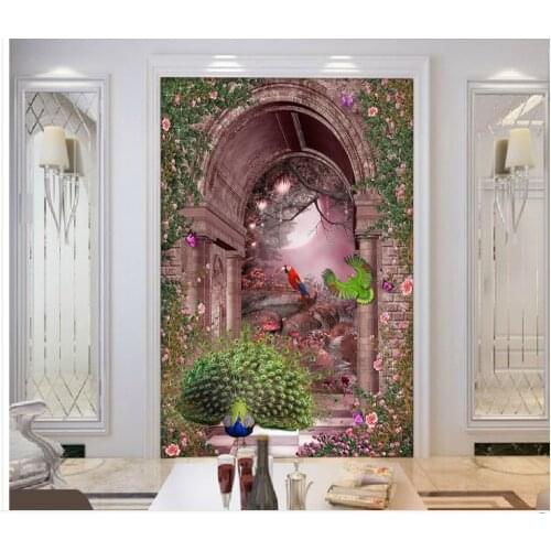 Home Decoration 3d landscape wallpaper Roman Arches Garden Parrot 3D wallpapers for living room