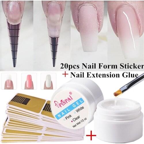 Building Extension UV Gel Polish Varnish Soak Off UV LED Builder Extend Gel Tips Soak Off Building Nails Art with 20Pcs Stickers