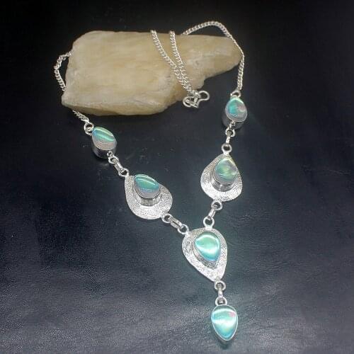 Hermosa Jewelry Teardrop Mystical Colorful Topazz Silver Color Women Ladies Gifts Pendant Necklace Chain 46cm 20213371