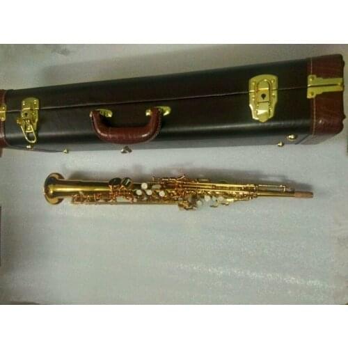 Brass Straight Soprano Saxophone Bb Flat R54 Model Woodwind Instrument Natural Shell Key Carve Pattern Mouthpiece With hard Case