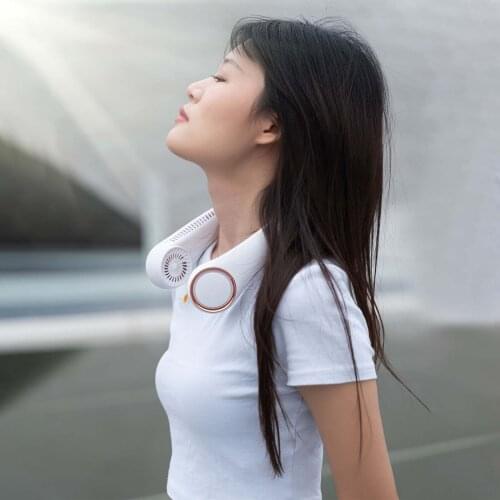 Lazy Hanging Neck Fan Portable Mute Cooling Fan Usb Leafless 360 Degree Neckband Fan Air Coolers 2000mah Rechargeable#g3
