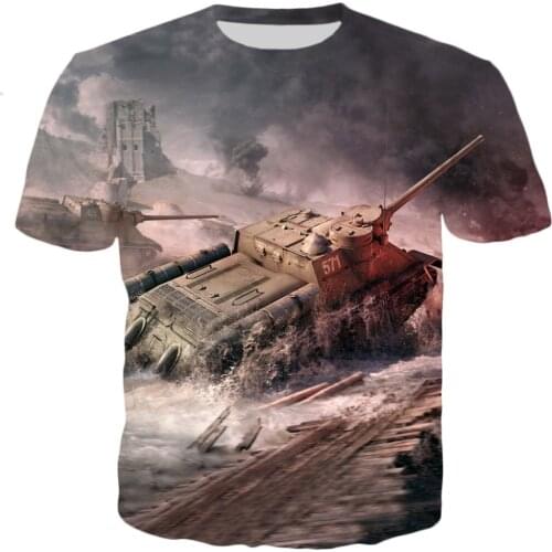2021 Hot Selling 3D Print Cool game tank pattern mens t-shirt loose Street style men casual top Oversized t-shirt