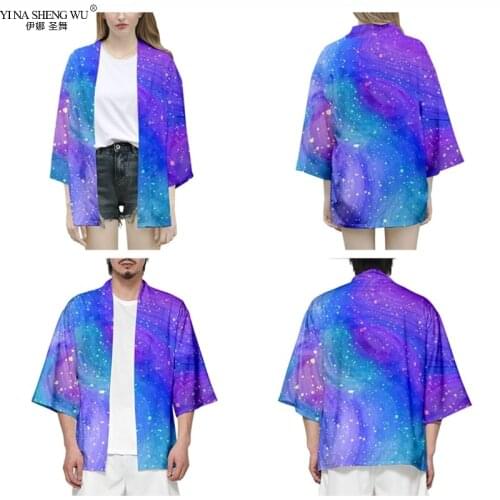 Men Women HipHop Kimono Japanese Style Streetwear Cardigan Harajuku Gradient Pint kimono Clothes Summer Printed Casual Kimono