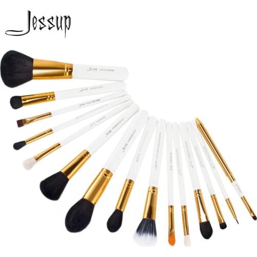Jessup Makeup Brushes Set White-Gold Professional 15pcs pincel maquiagem Powder Foundation Eyeshadow Concealer Eyeliner Lip T103