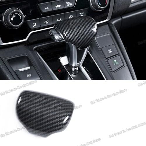 Carbon fiber abs car gear lever cover trim for honda crv 2017 2018 2019 2020 2021 cr-v shift knob chrome head cap accessories