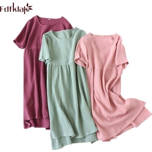 Women nightgown nightshirt new short sleeve cotton night gown womens casual sleepwear night dress loose night wear camisola