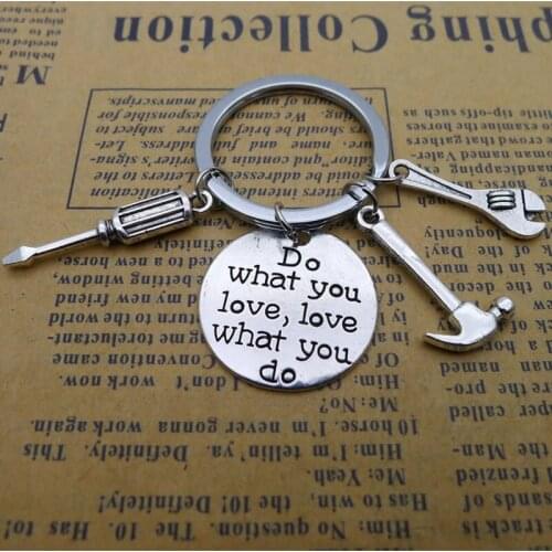 New Alloy Wrench Screwdriver Letter Plate Keychain Pendant Antique Silver Jewelry Accessories