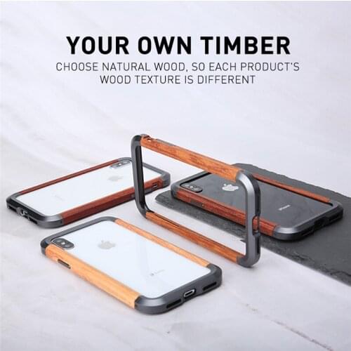 R-just Luxury Classic Retro Aluminum + Wood Shockproof Frame For Apple Iphone X Xs Max Metal Log Protection Phone Cases Bumper