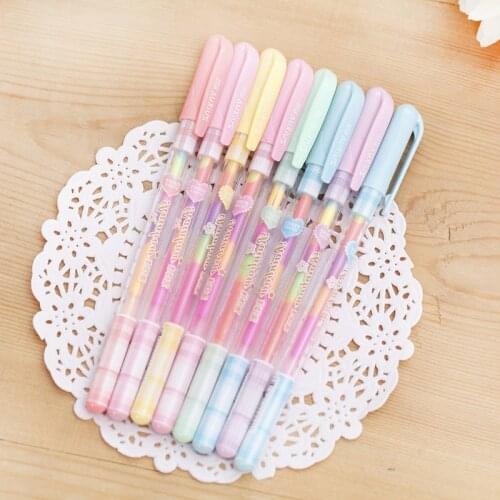 24 Pcs Korean Colors Pen Version Candy Stationery 6 Colours In One Powder Neutral Student Gift Gel Pen Cute Stationary Wholesale