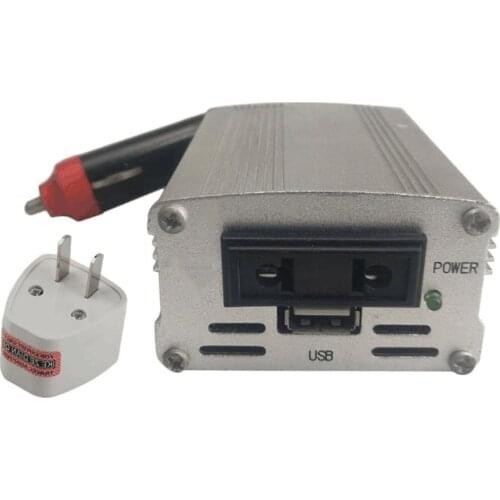 Silver Power Inverter Adapter Car Converter 12V to 110V/220V Input Car Power Converter Vehicle Power Supply Charger UK Plug