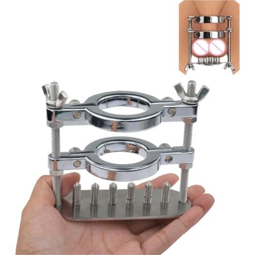 Penis Splint Heavy metal Chastity Cock Ring Ballstretcher Scrotum Scrotal Stretcher Testis Bondage Restraint Device SM Dick Ring