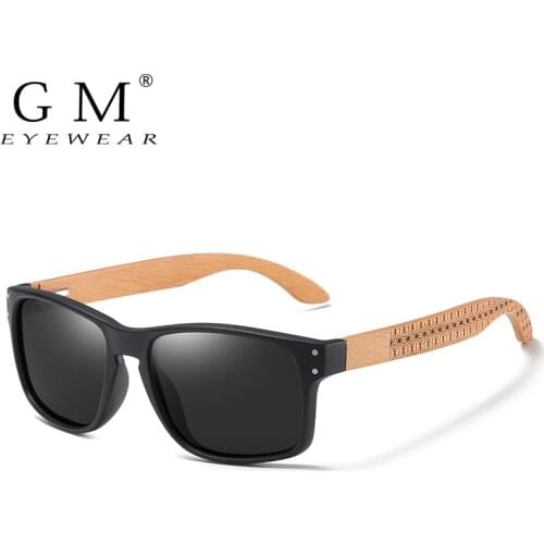 GM Wood Sunglasses Men Women Polarized Square Sun glasses Brand Designer Real Wood Temple Sunglasses