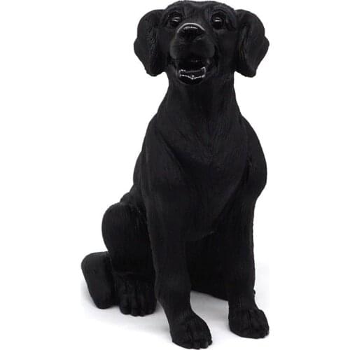 Dog Statue Black Obsidian Stone Figurine Crystal Healing Reiki Home Decor 6.89"