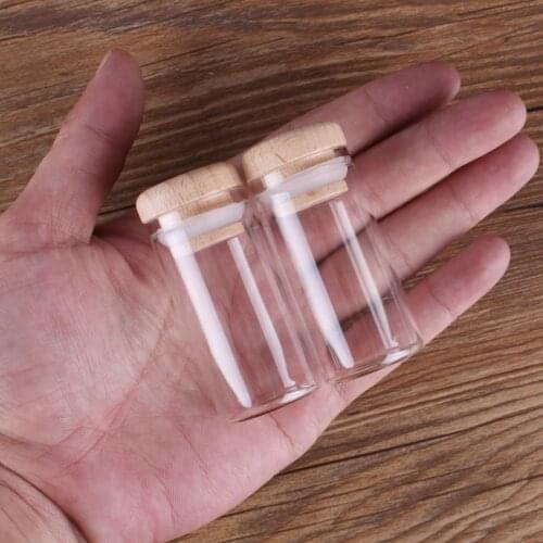 5pcs 25ml 30*60mm Glass Bottles Glass Jars with solid wood caps Spice Jars Glass Vials Potion bottles For Wedding Favors