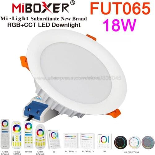 MiLight 18W RGB+CCT LED Downlight Reccessed Light FUT065 AC85-265V WiFi Compatible 2.4G 4-Zone Wireless Remote & APP Control