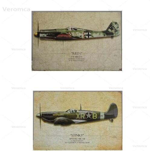 Vintage Home Decor World War 2 Aircraft Metal Tin Signs Metal Plate Signs For Bar 20*30cm