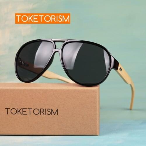 Toketorism pilot stylish wood sunglasses woman man natural bambu glasses oversized