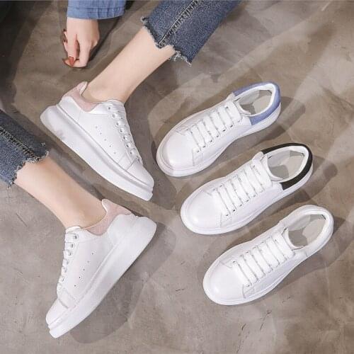 Fashion Shoes Womens Vulcanize Shoes Spring New Casual Classic Solid Color PU Leather Shoes Women Casual Round Toe White Shoes