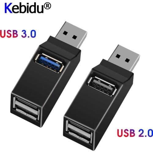 3 Ports USB Splitter USB Hub 3.0/2.0 Mini USB High Speed Hub Black For PC Laptop U Disk Card Reader For Mobile Phone Hub