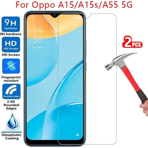 Tempered glass screen protector for oppo a15 a15s a55 5g case cover on a 15 s 15s 55 15a 55a protective phone coque bag 360 film