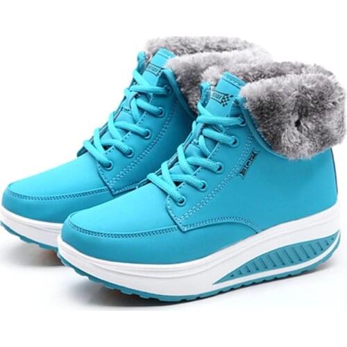 LAKESHI Winter Boots Female Wedge Women Boots Ankle Boots for women 2021 Fashion Warm Fur Snow Boots Ladies Flats Platform Shoes