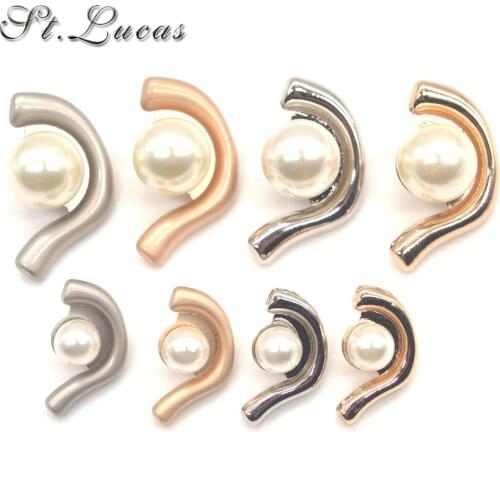 New fashion 10pcs/lot Ear shape pearl metal sewing button snaps for women shirt overcoat sweater decorative button accessory