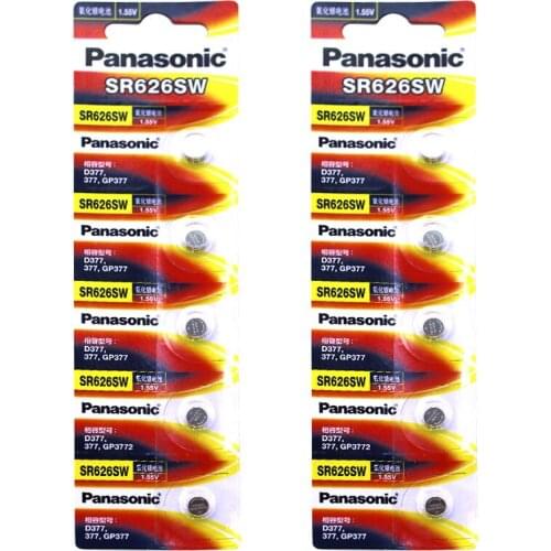 20pcs/lot Panasonic SR626SW Button Cell Watch Coin Battery G4 377A 377 LR626 SR626SW SR66 LR66 Silver Oxide Batteries