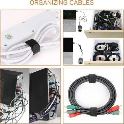 20pcs Reusable Self Adhesive Hook and Loop Magic Tape Nylon Fixed Fastener Wrap Strap cable ties with Plastic Buckle